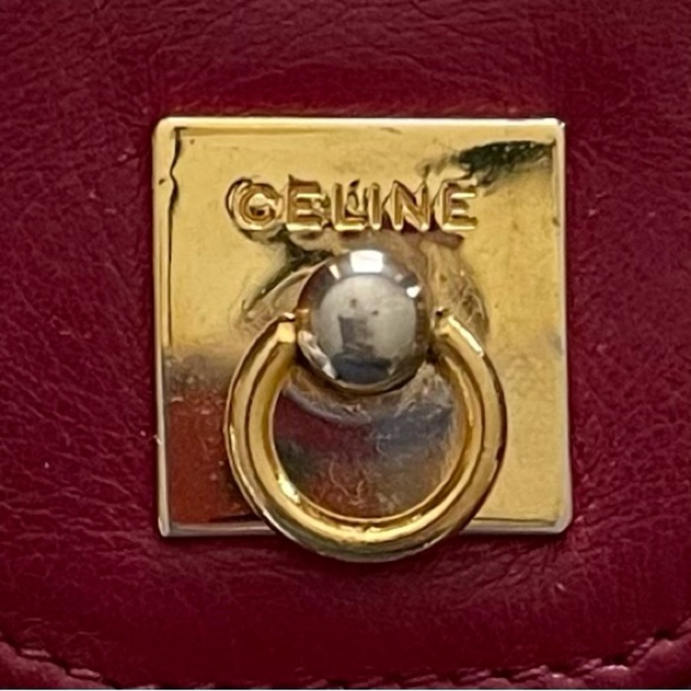 Celine Authentic Vintage Cranberry Leather Compact Wallet - Picture 13 of 15
